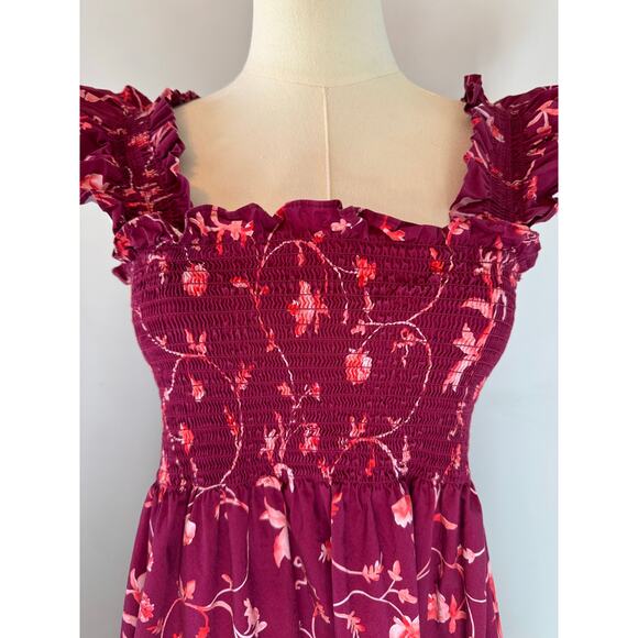 Hill House Ellie Nap Dress Burgundy Botanical Size Medium - Picture 6 of 7